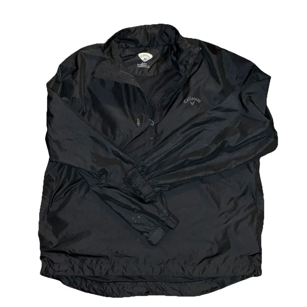 Callaway Men’s Windbreaker Jacket Long Sleeve 1/4 Zip Golf Black Medium